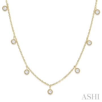 1/2 Ctw Circular Accent Rose Cut Diamond Station Necklace in 14K Yellow Gold